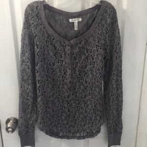 Aeropostale Gray Lace Design Henley